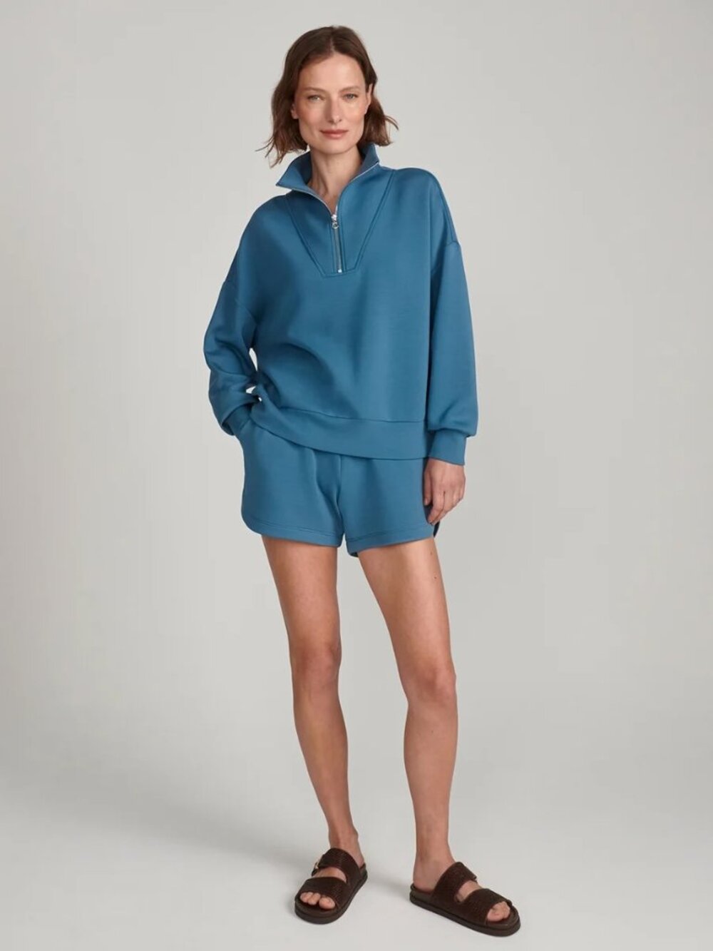 Varley Coulter High-Rise Short 3.5'' in Mallard Blue, Size Medium